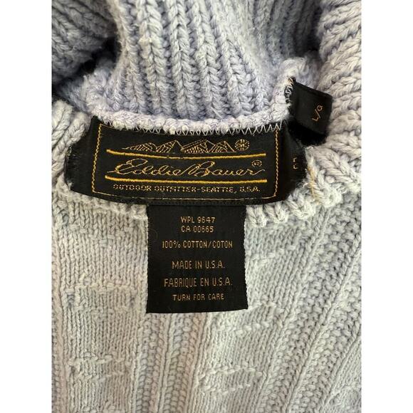 Vintage Eddie Bauer Women's White 100% Cotton Turtle Neck Sweater Size L - Picture 4 of 5